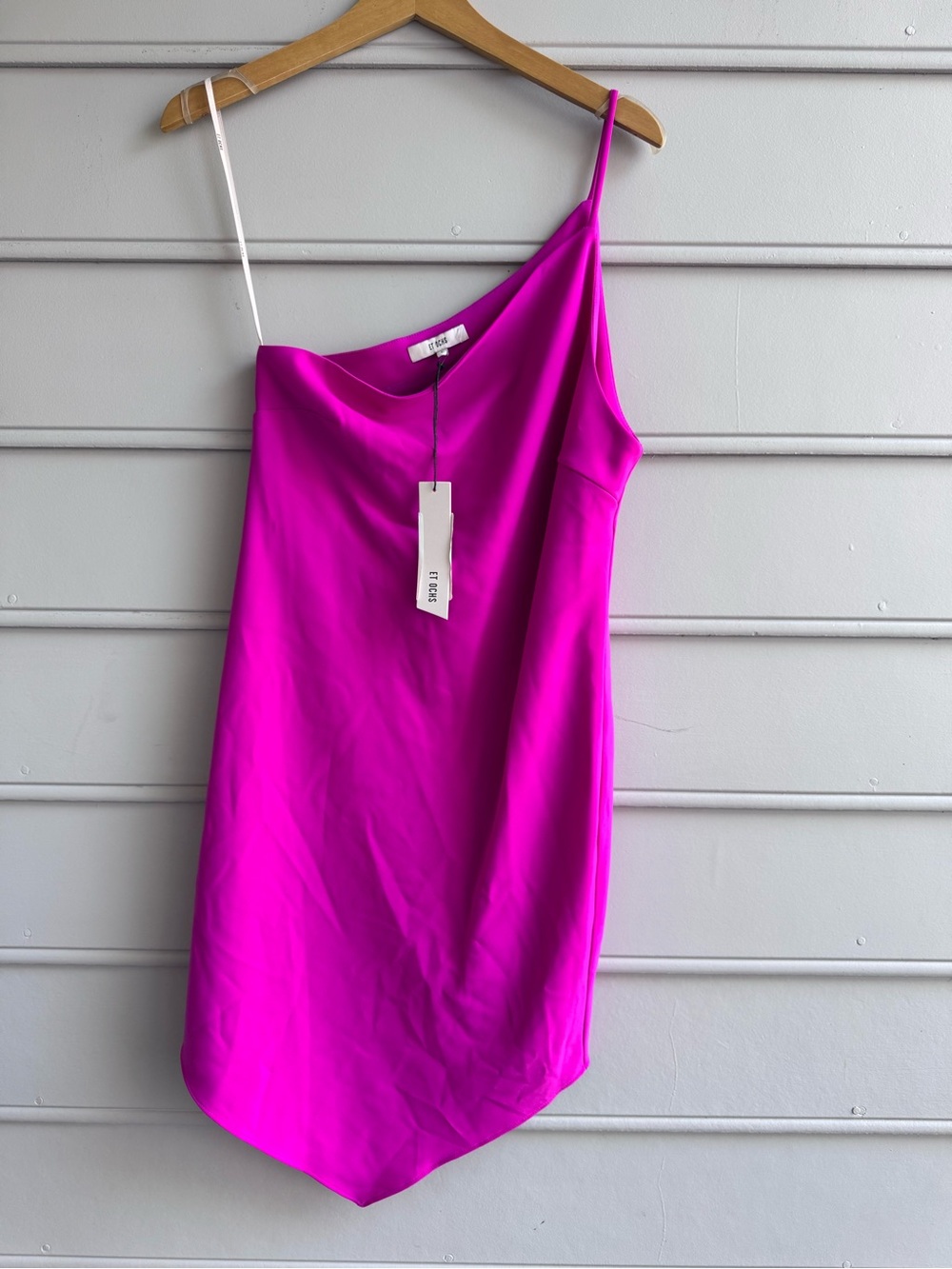 ET Ochs NWT Bright Magenta Asymmetric Slip Dress